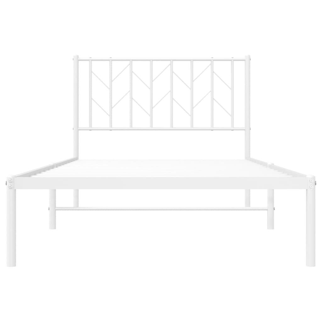 vidaXL Metal Bed Frame without Mattress with Headboard White 100x190cm