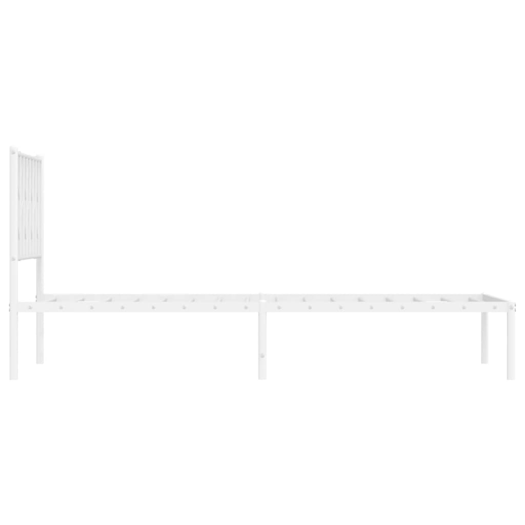 vidaXL Metal Bed Frame without Mattress with Headboard White 100x190cm