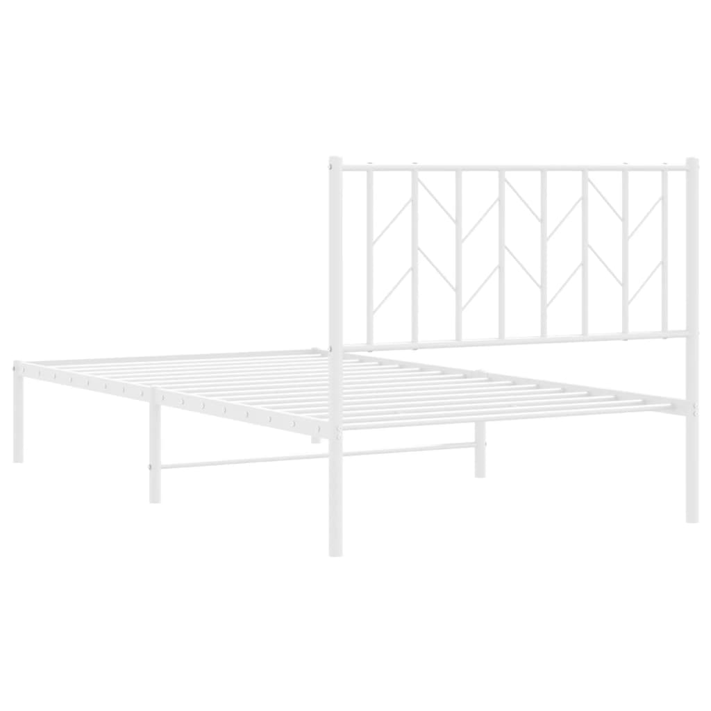 vidaXL Metal Bed Frame without Mattress with Headboard White 100x190cm