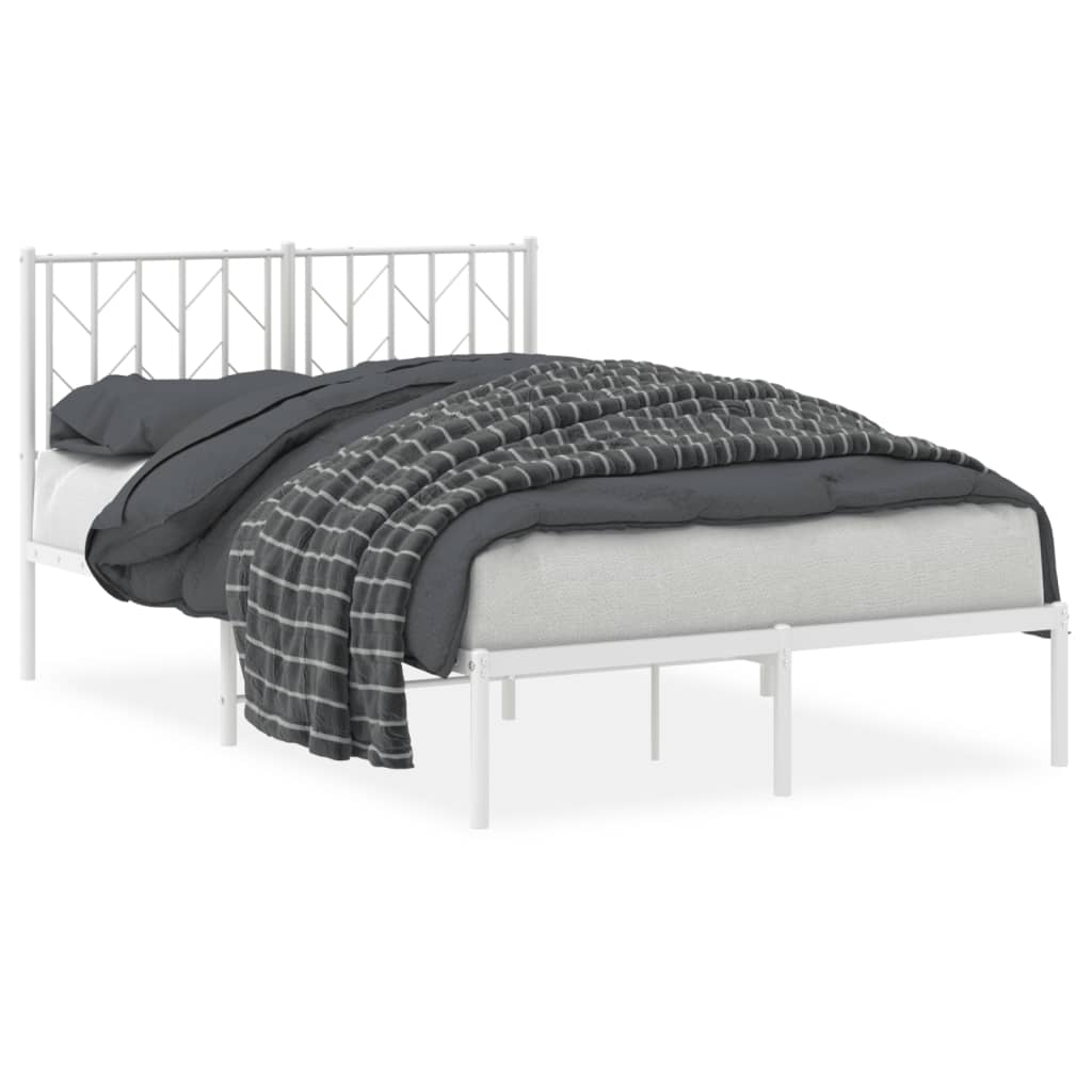 Metal Bed Frame without Mattress with Headboard White 120x190cm