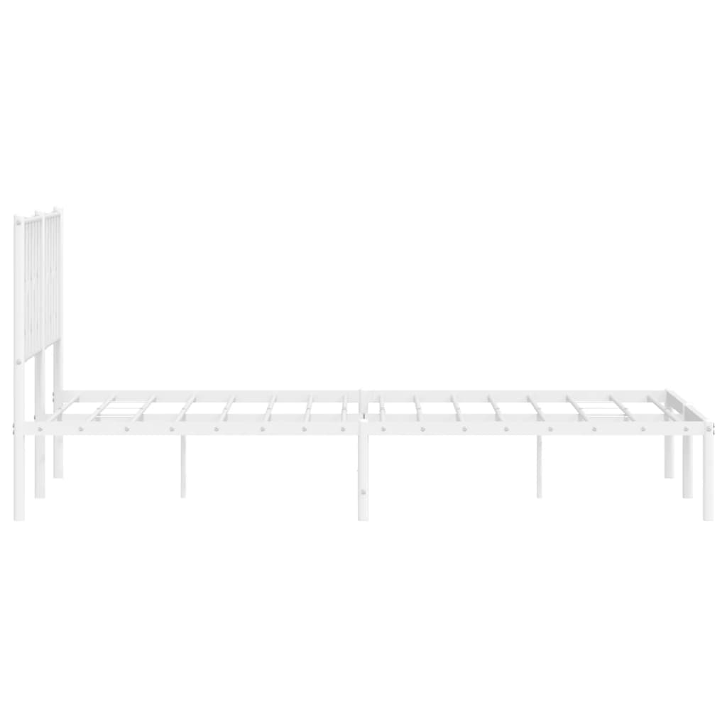 Metal Bed Frame without Mattress with Headboard White 160x200cm