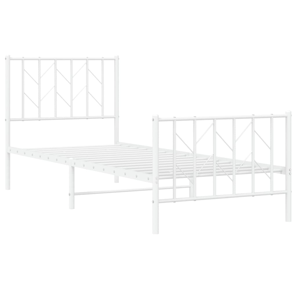 Metal Bed Frame without Mattress with Footboard White 80x200cm