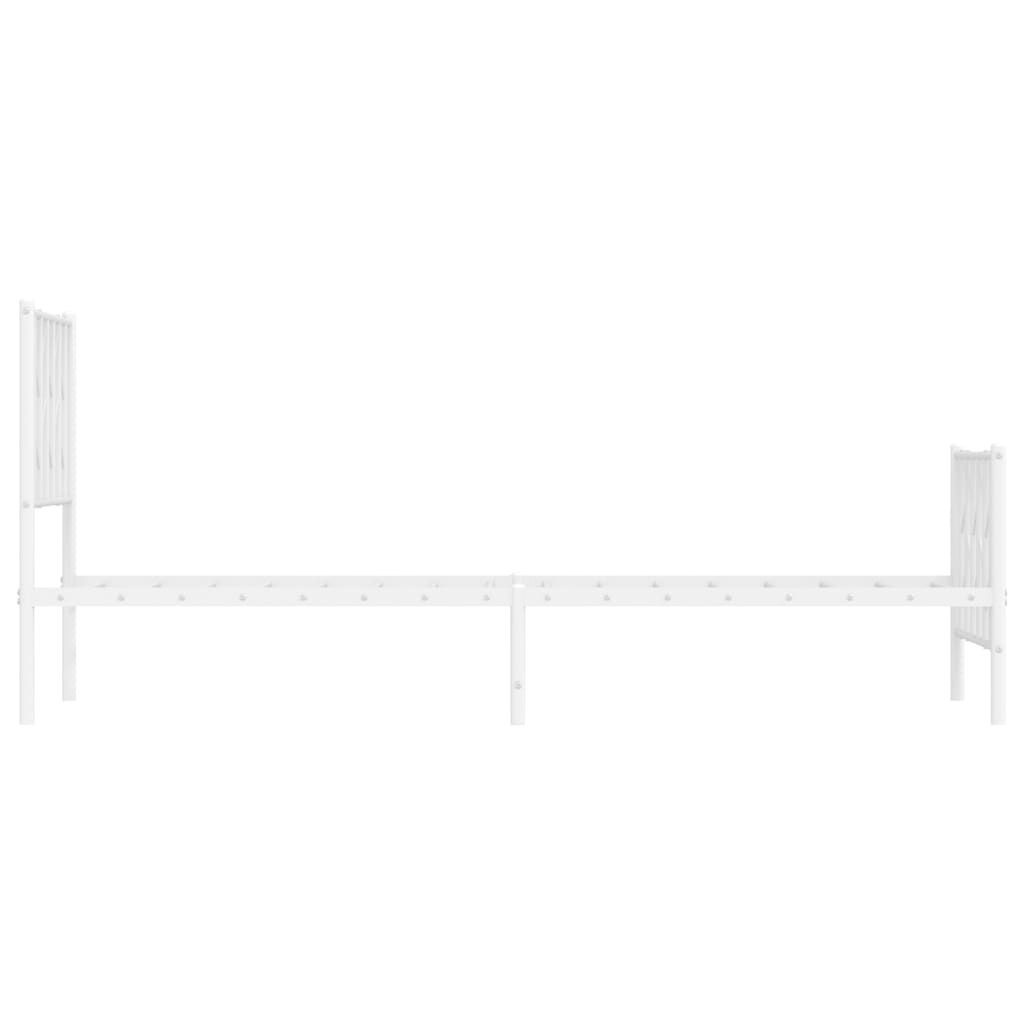 Metal Bed Frame without Mattress with Footboard White 80x200cm