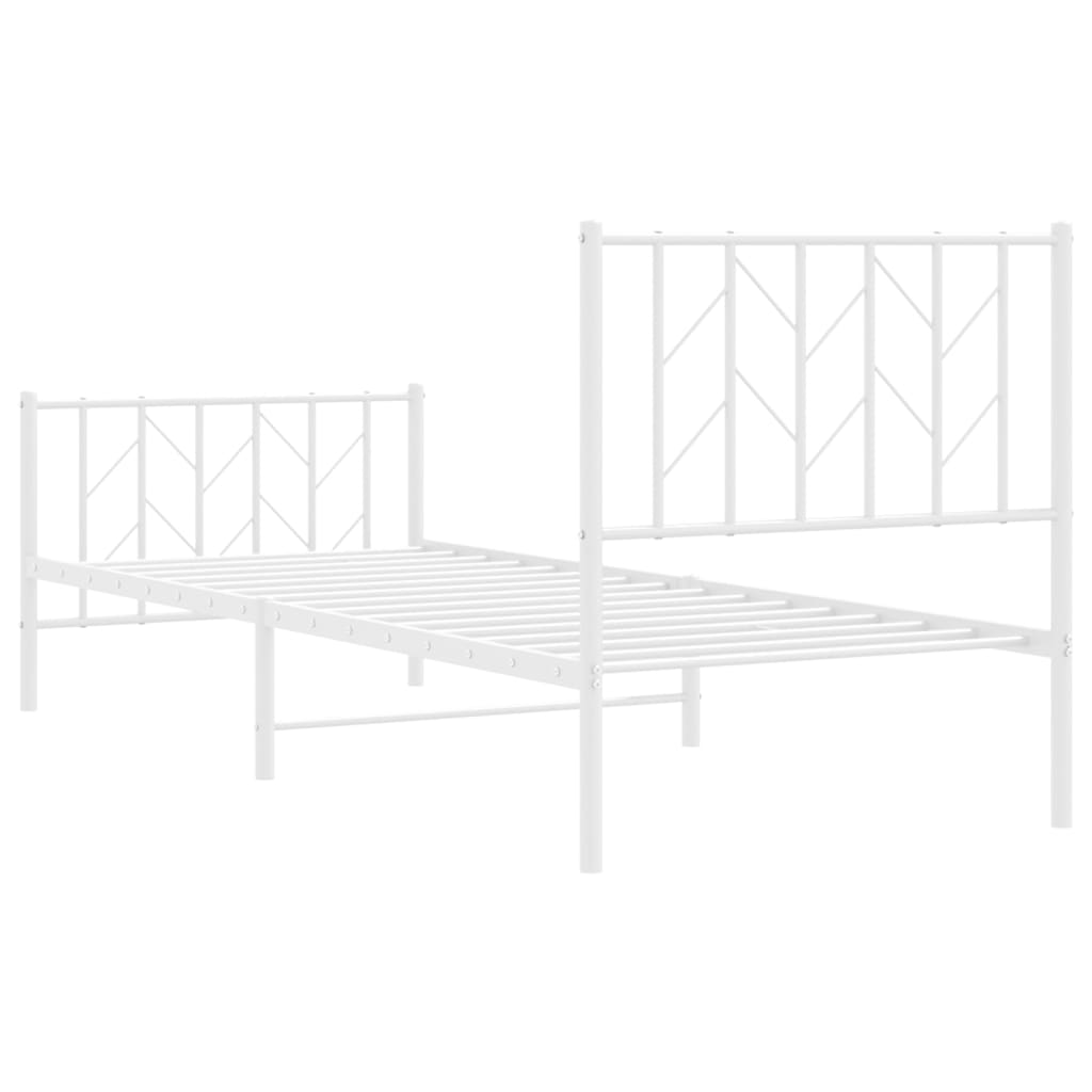 Metal Bed Frame without Mattress with Footboard White 80x200cm
