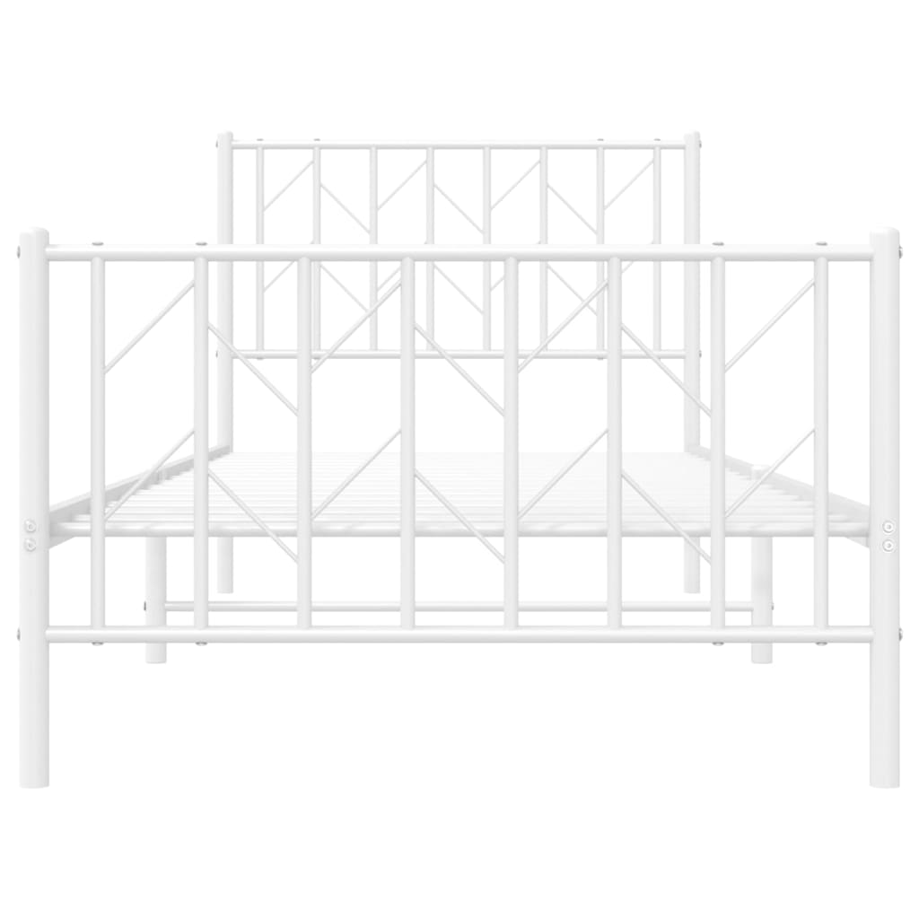 vidaXL Metal Bed Frame without Mattress with Footboard White 90x190cm