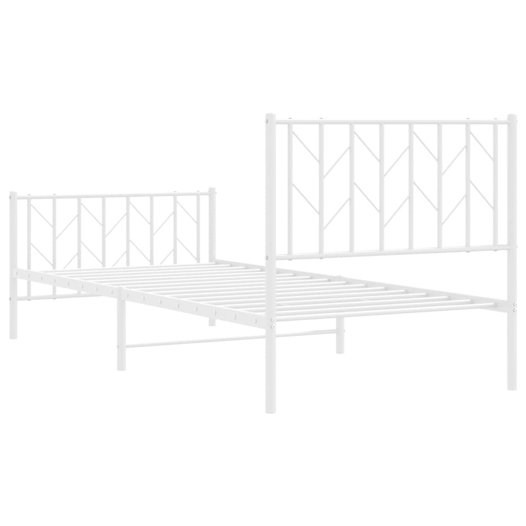 vidaXL Metal Bed Frame without Mattress with Footboard White 90x190cm