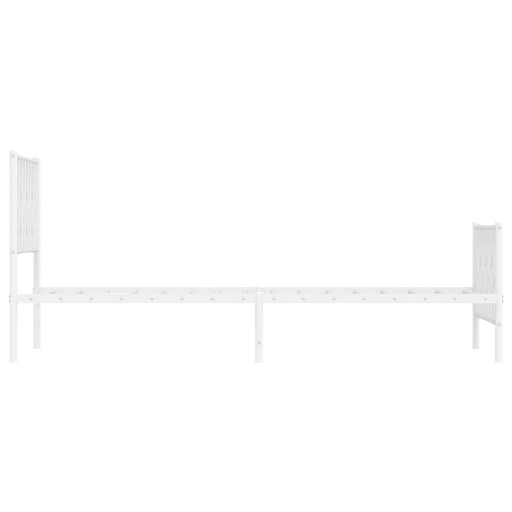 Metal Bed Frame without Mattress with Footboard White 90x200cm