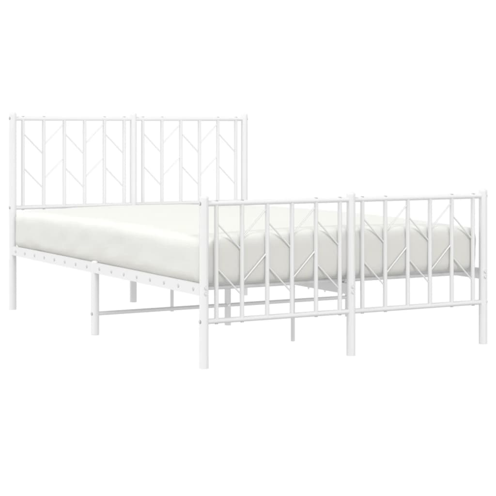 vidaXL Metal Bed Frame without Mattress with Footboard White 120x190cm