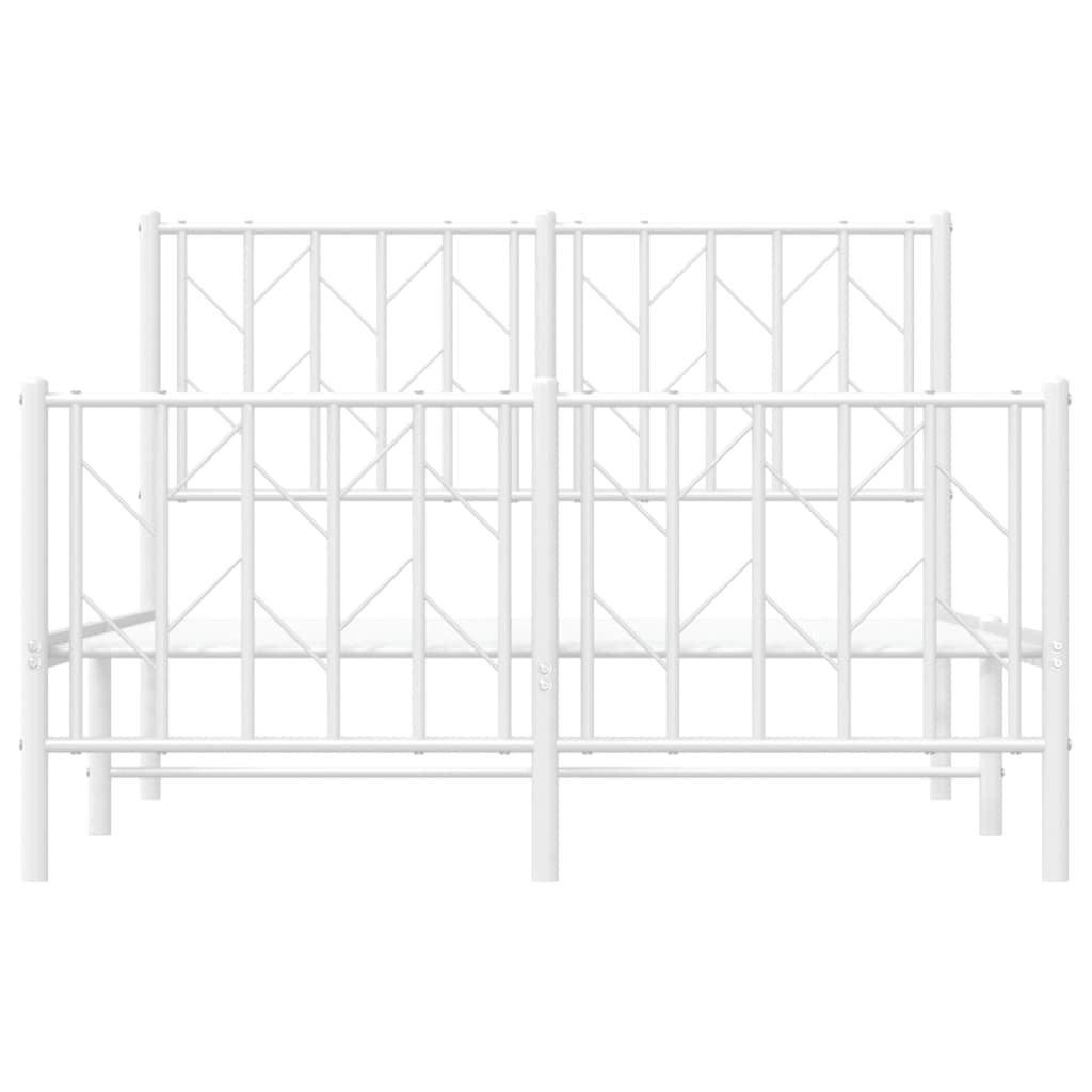 vidaXL Metal Bed Frame without Mattress with Footboard White 120x190cm