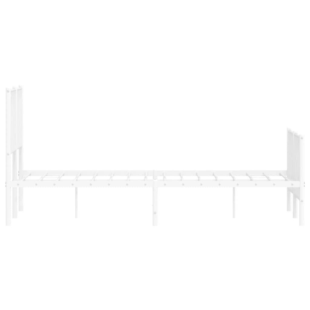 vidaXL Metal Bed Frame without Mattress with Footboard White 120x190cm