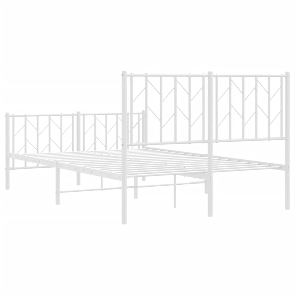 vidaXL Metal Bed Frame without Mattress with Footboard White 120x190cm