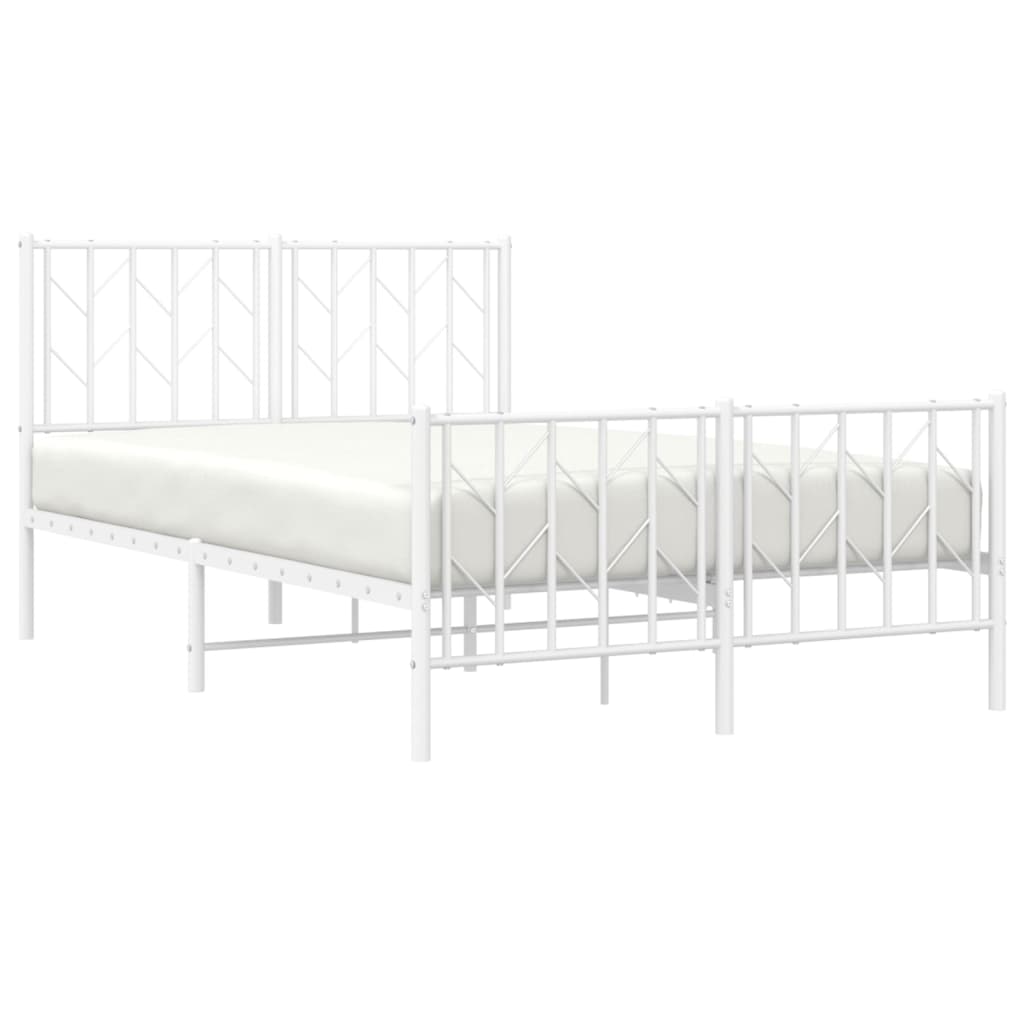 vidaXL Metal Bed Frame without Mattress with Footboard White 120x200cm