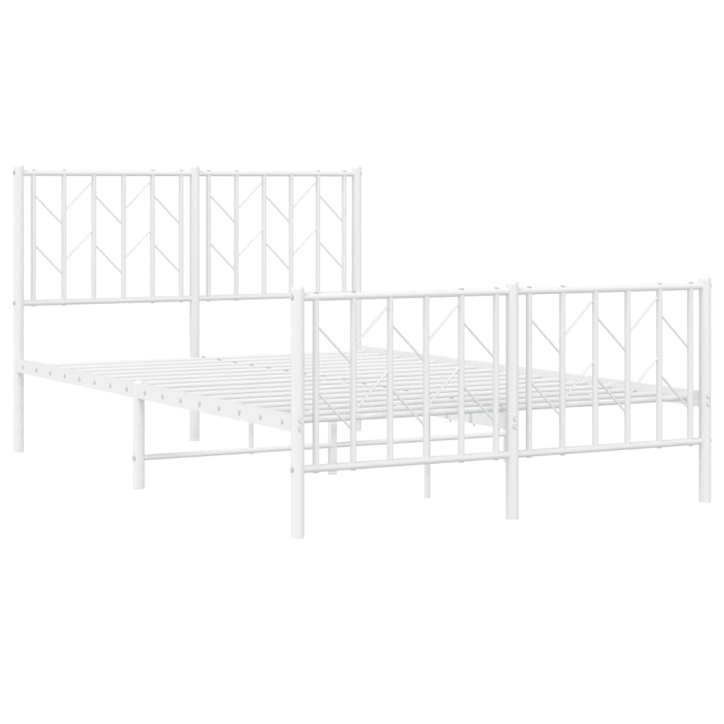 vidaXL Metal Bed Frame without Mattress with Footboard White 120x200cm