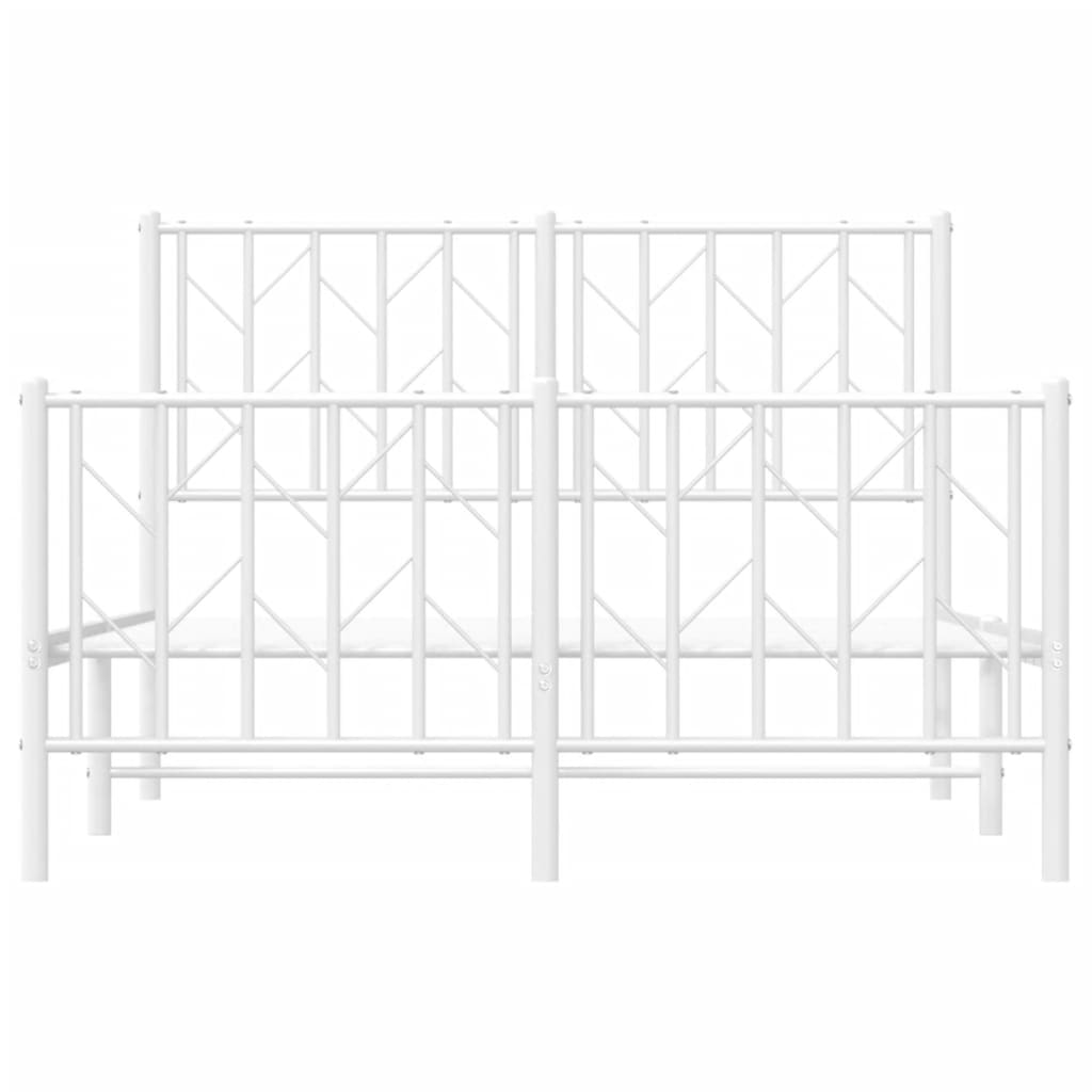 vidaXL Metal Bed Frame without Mattress with Footboard White 120x200cm