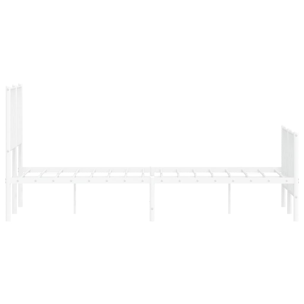 vidaXL Metal Bed Frame without Mattress with Footboard White 120x200cm