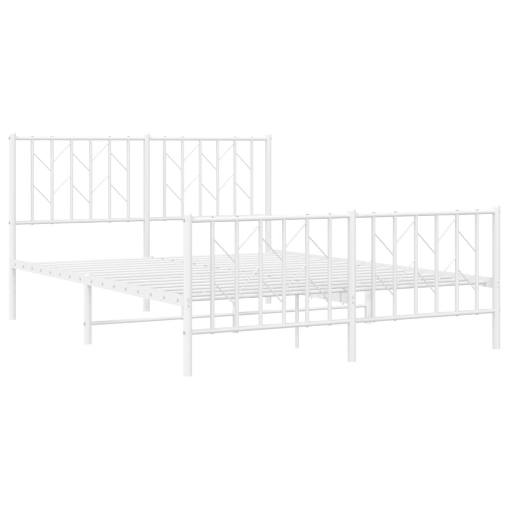 Metal Bed Frame without Mattress with Footboard White 140x190cm