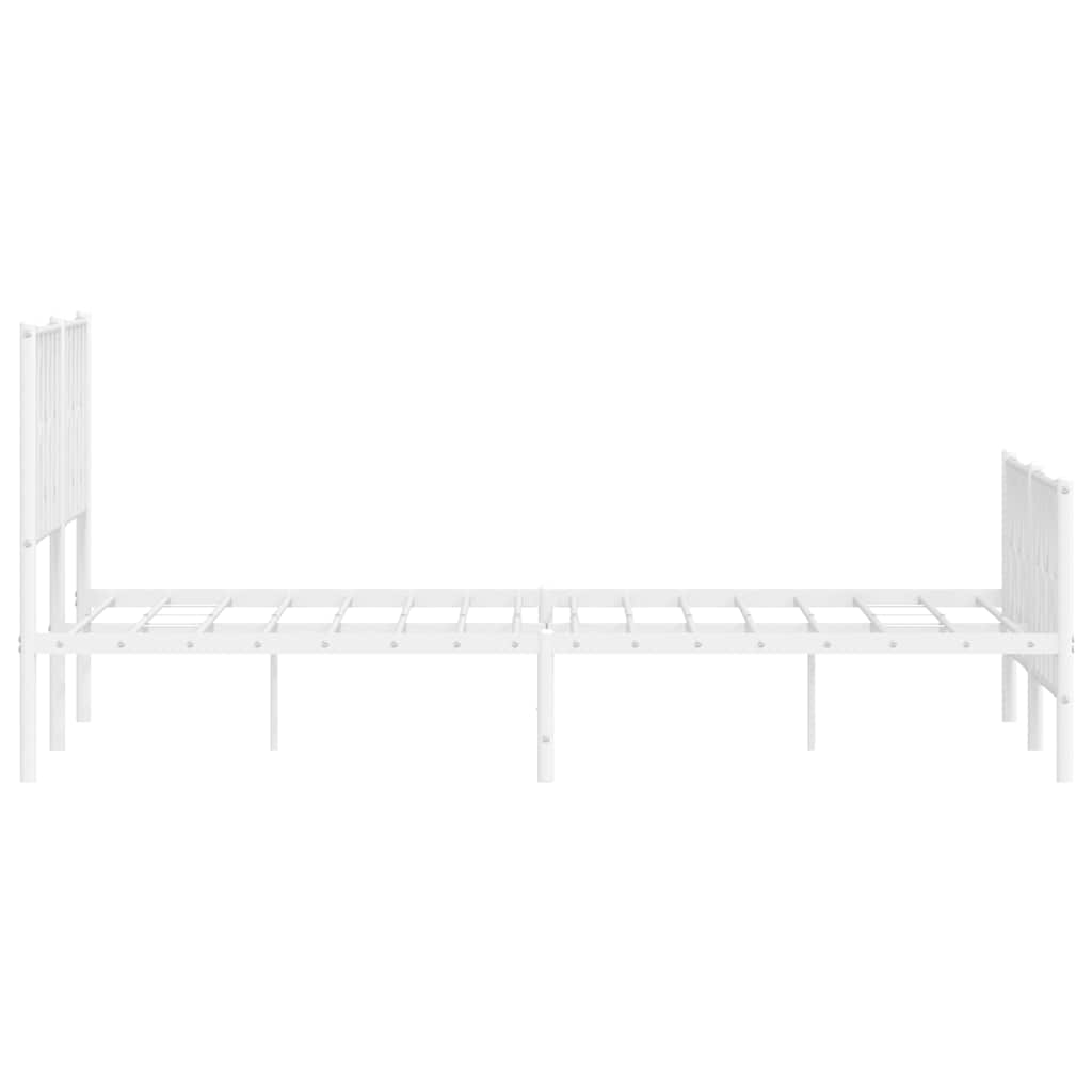 Metal Bed Frame without Mattress with Footboard White 150x200cm