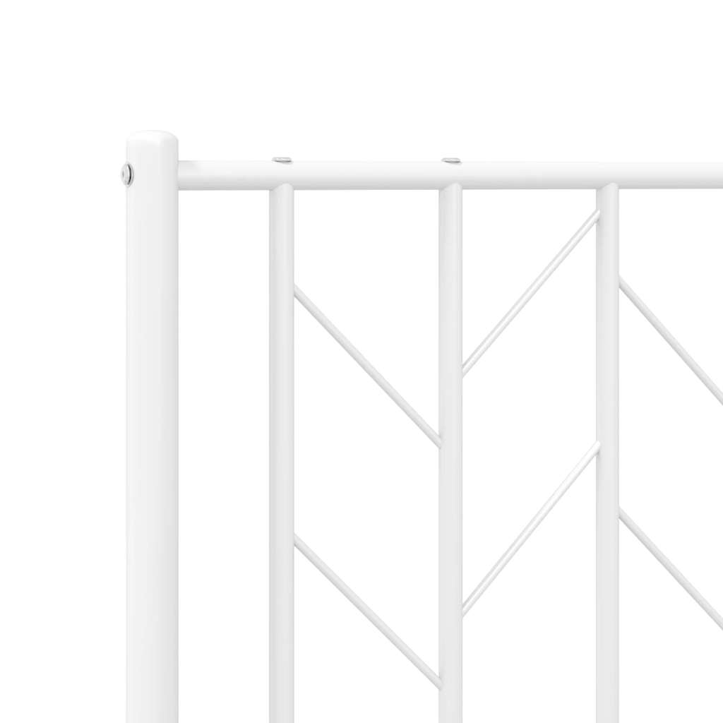 Metal Bed Frame without Mattress with Footboard White 150x200cm