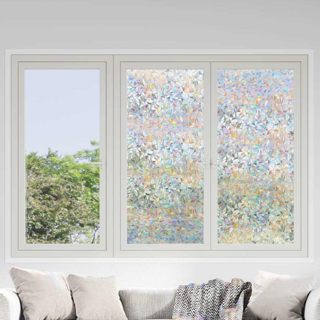 Window Films 3 pcs Frosted 3D Rainbow Pattern PVC