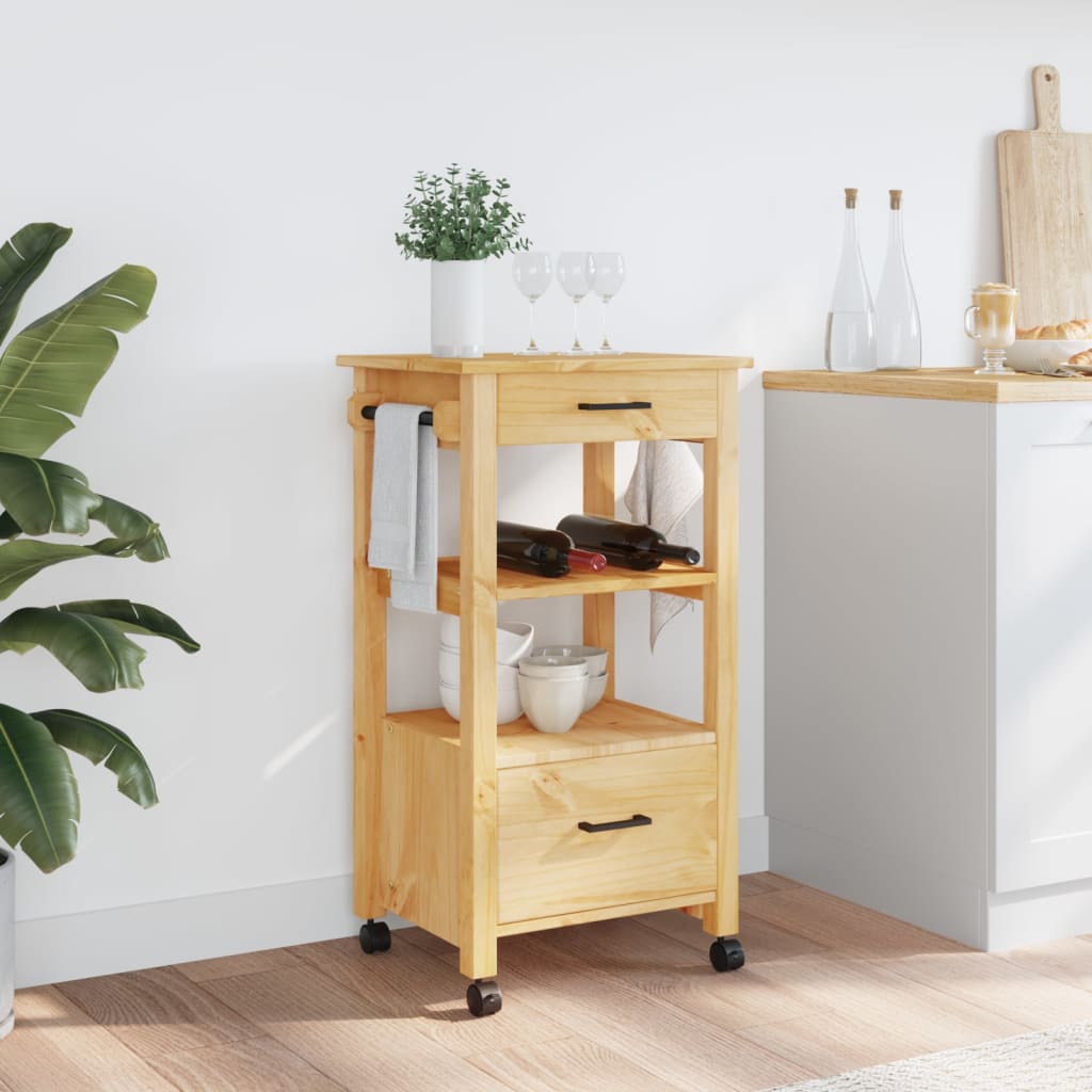 vidaXL Kitchen Trolley MONZA 48x40x90 cm Solid Wood Pine