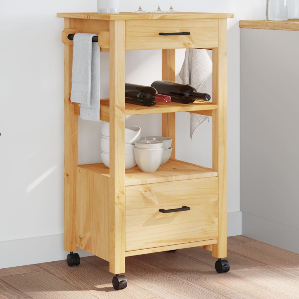 vidaXL Kitchen Trolley MONZA 48x40x90 cm Solid Wood Pine