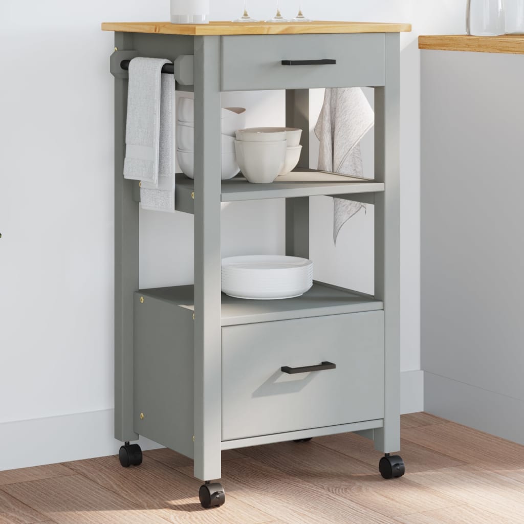 vidaXL Kitchen Trolley MONZA 48x40x90 cm Solid Wood Pine