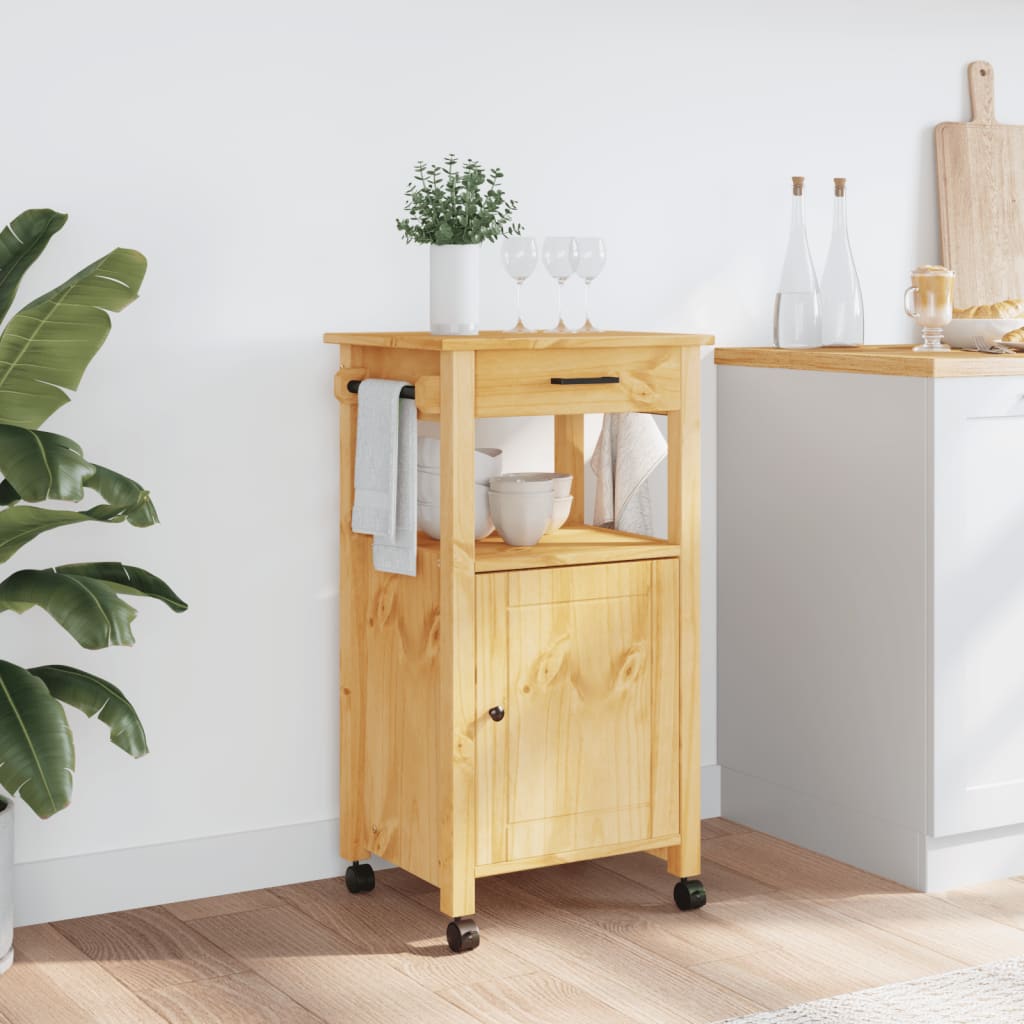 vidaXL Kitchen Trolley MONZA 48x40x90 cm Solid Wood Pine