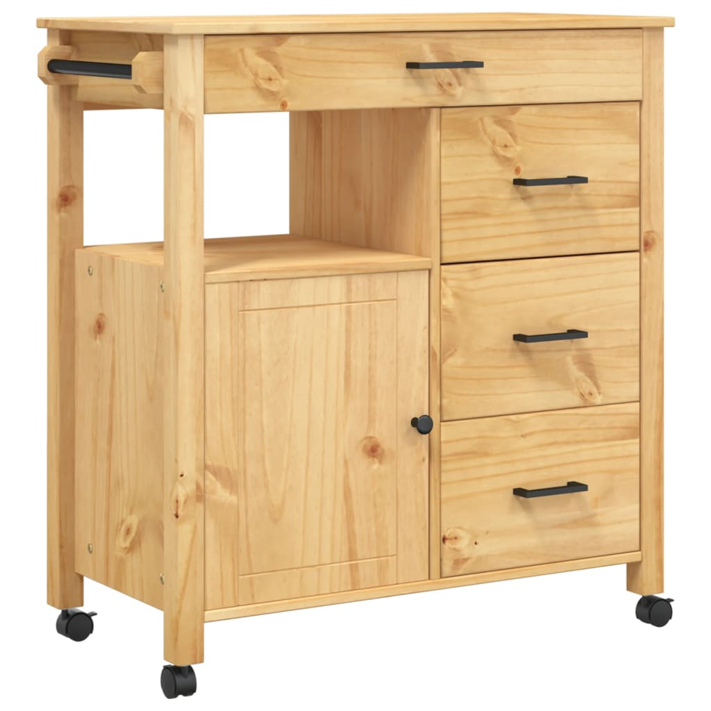vidaXL Kitchen Trolley MONZA 84x40x90 cm Solid Wood Pine