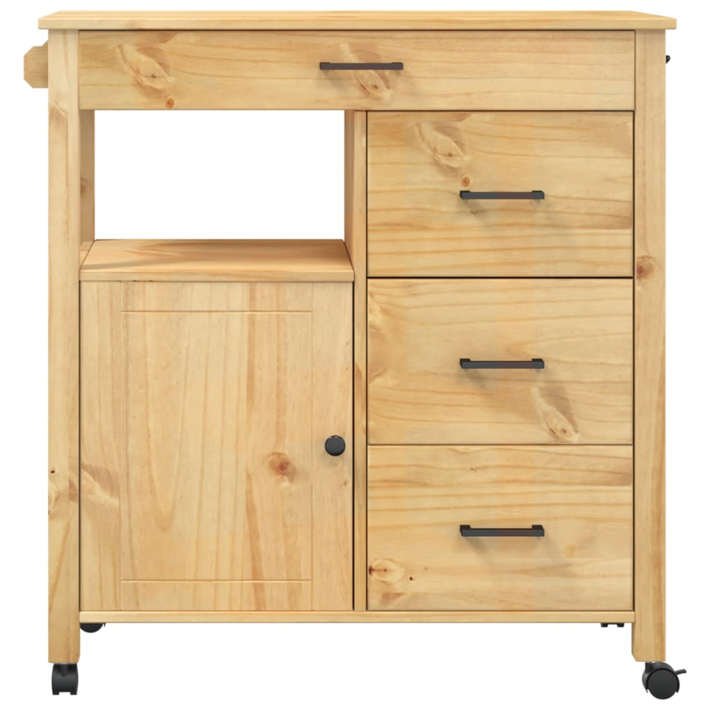 vidaXL Kitchen Trolley MONZA 84x40x90 cm Solid Wood Pine