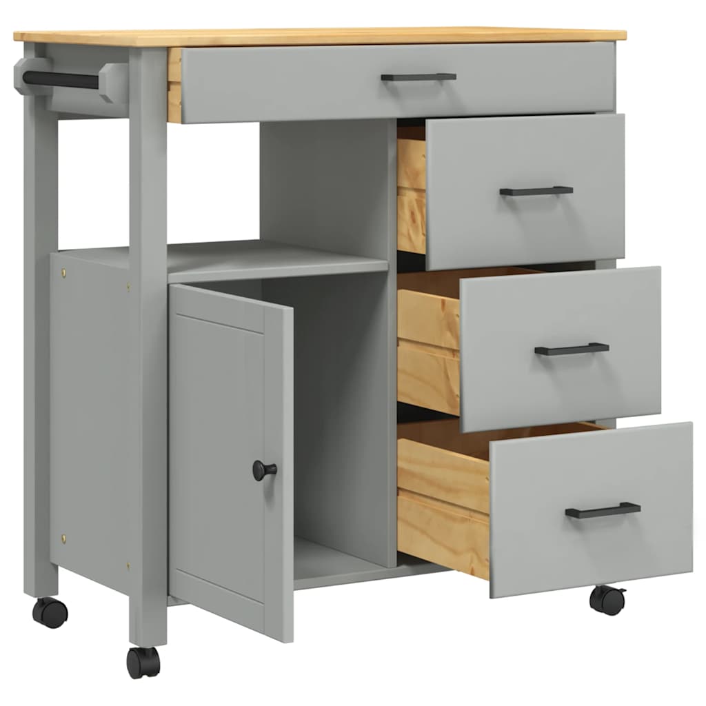 Kitchen Trolley MONZA 84x40x88.5 cm Solid Wood Pine