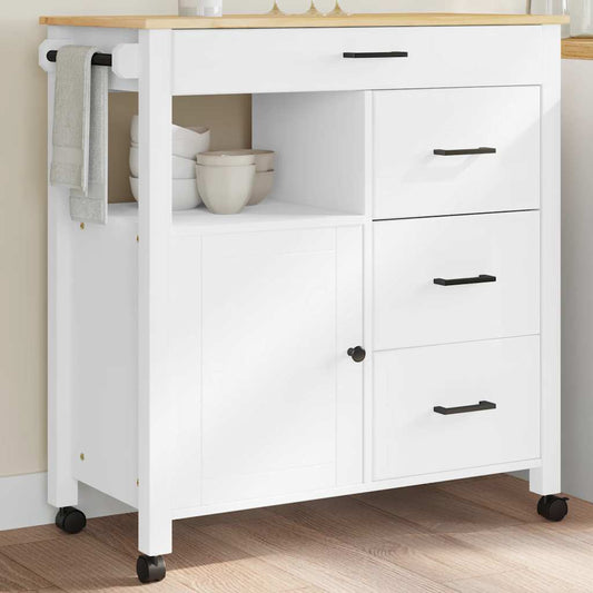 Kitchen Trolley MONZA 84x40x88.5 cm Solid Wood Pine