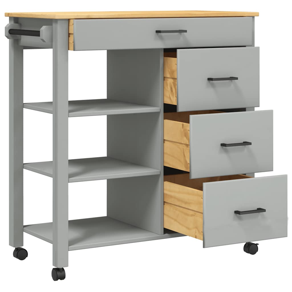 Kitchen Trolley MONZA 84x40x88.5 cm Solid Wood Pine