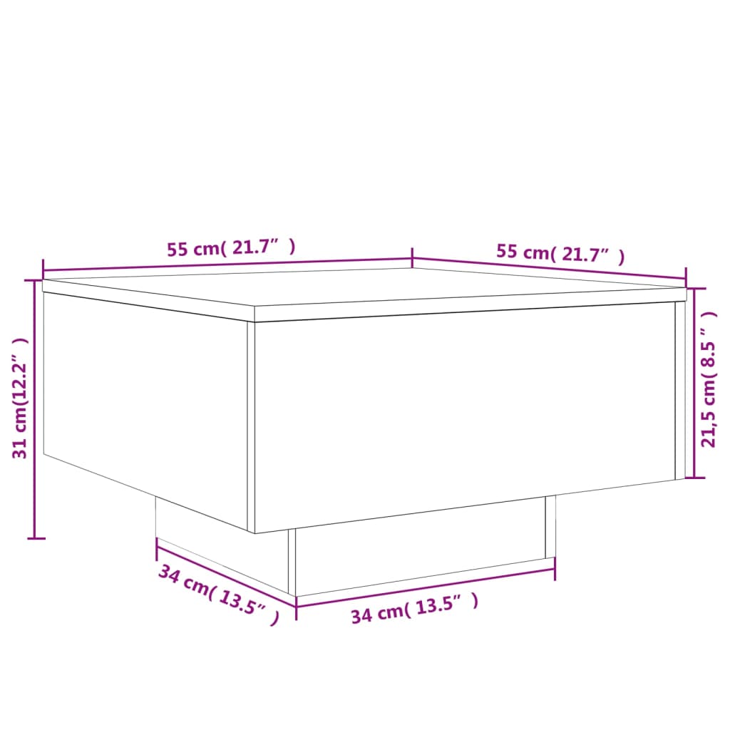 vidaXL Coffee Table White 55x55x31 cm Engineered Wood