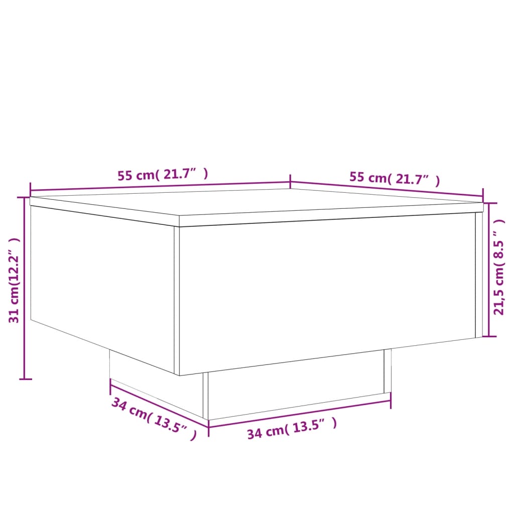 Coffee Table Concrete Grey 55x55x31 cm Engineered Wood