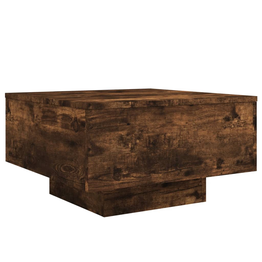 Coffee Table with LED Lights Smoked Oak 55x55x31 cm