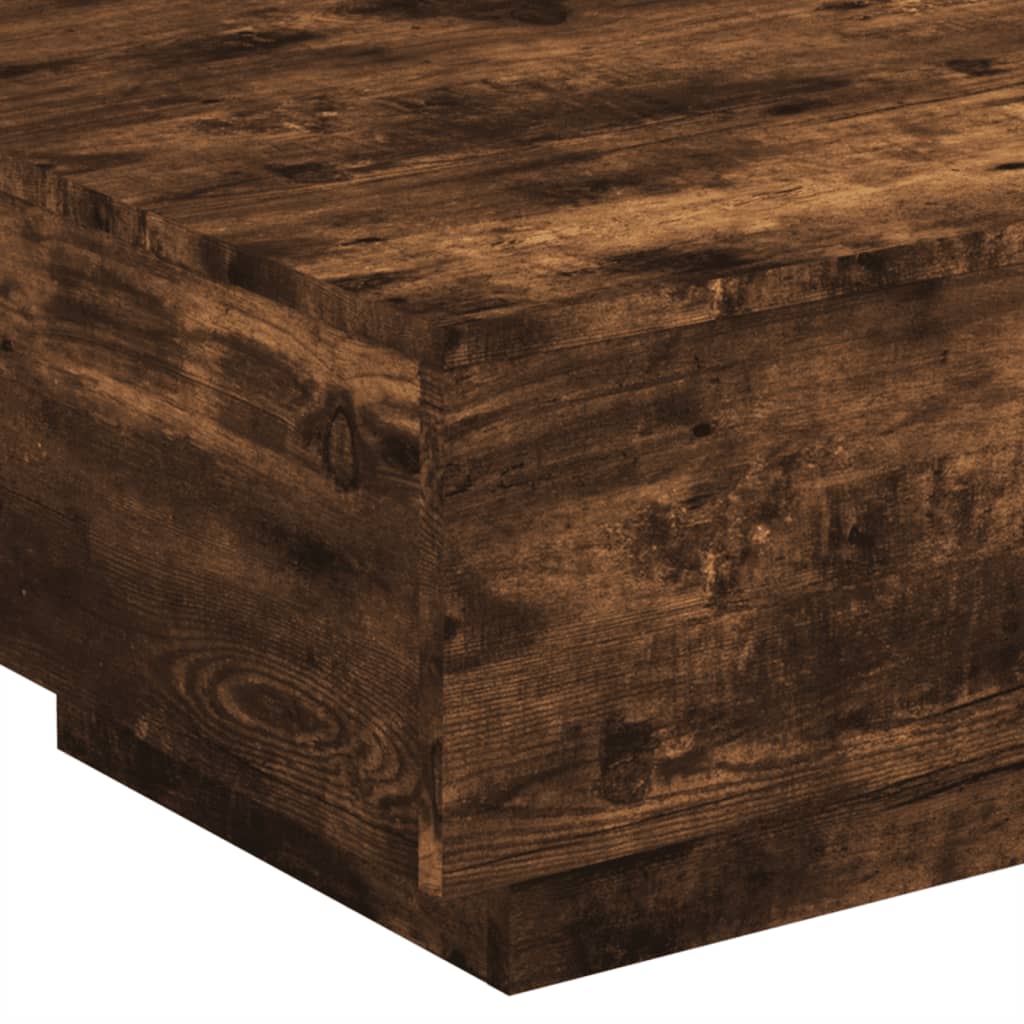 Coffee Table with LED Lights Smoked Oak 55x55x31 cm