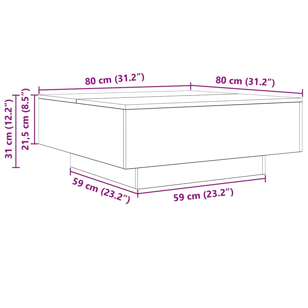 Coffee Table Sonoma Oak 80x80x31 cm Engineered Wood