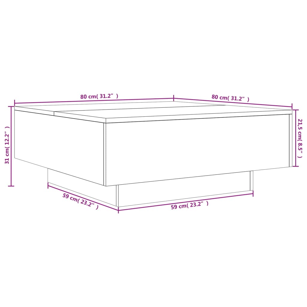 Coffee Table Grey Sonoma 80x80x31 cm Engineered Wood