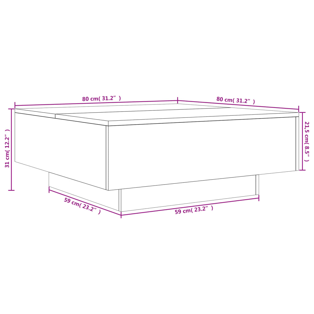 vidaXL Coffee Table Brown Oak 80x80x31 cm Engineered Wood