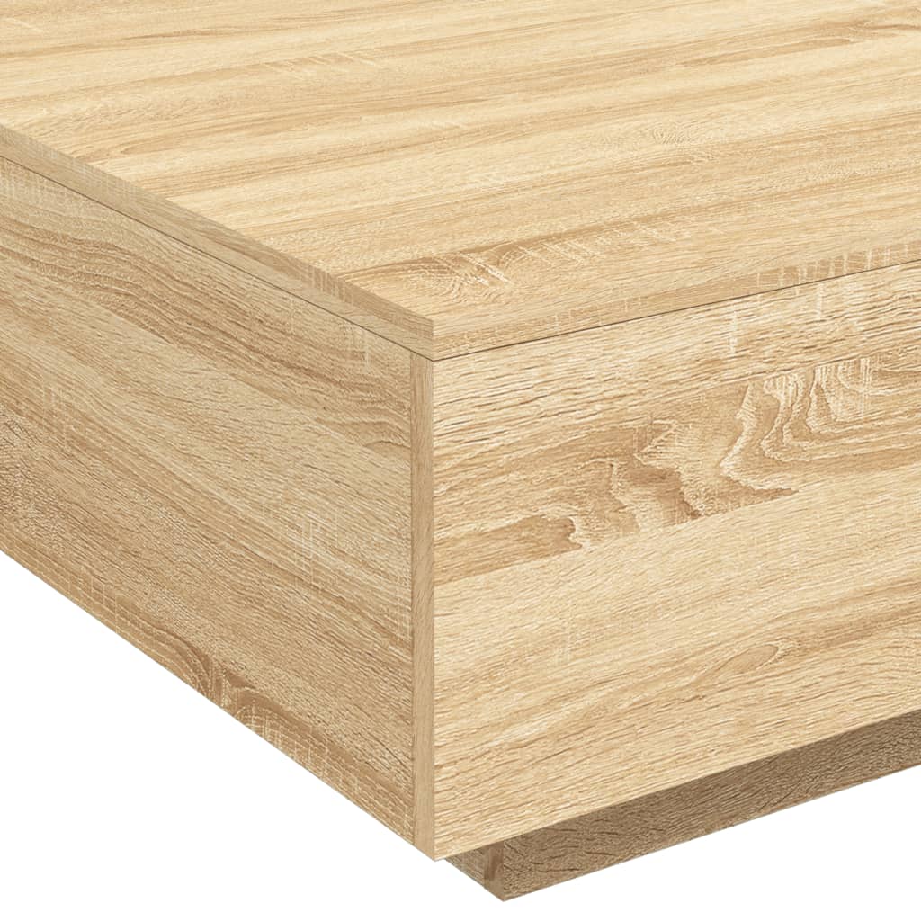 Coffee Table with LED Lights Sonoma Oak 80x80x31 cm