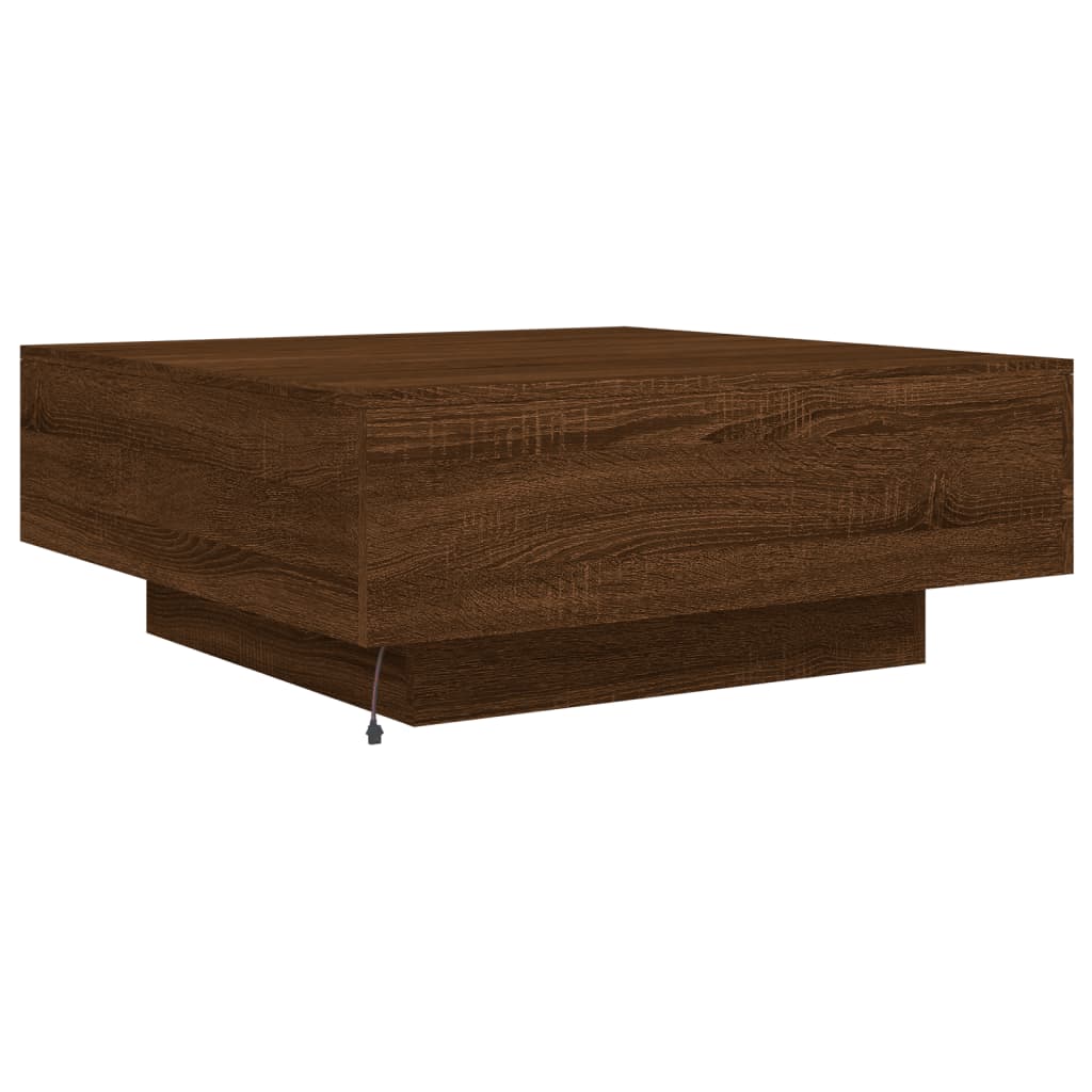 vidaXL Coffee Table with LED Lights Brown Oak 80x80x31 cm