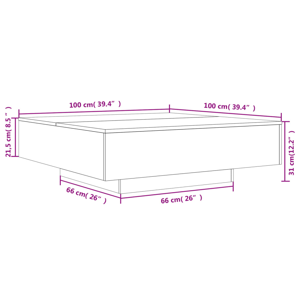 vidaXL Coffee Table Grey Sonoma 100x100x31 cm Engineered Wood