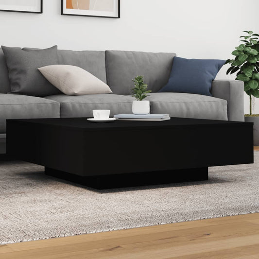 Coffee Table with LED Lights Black 100x100x31 cm