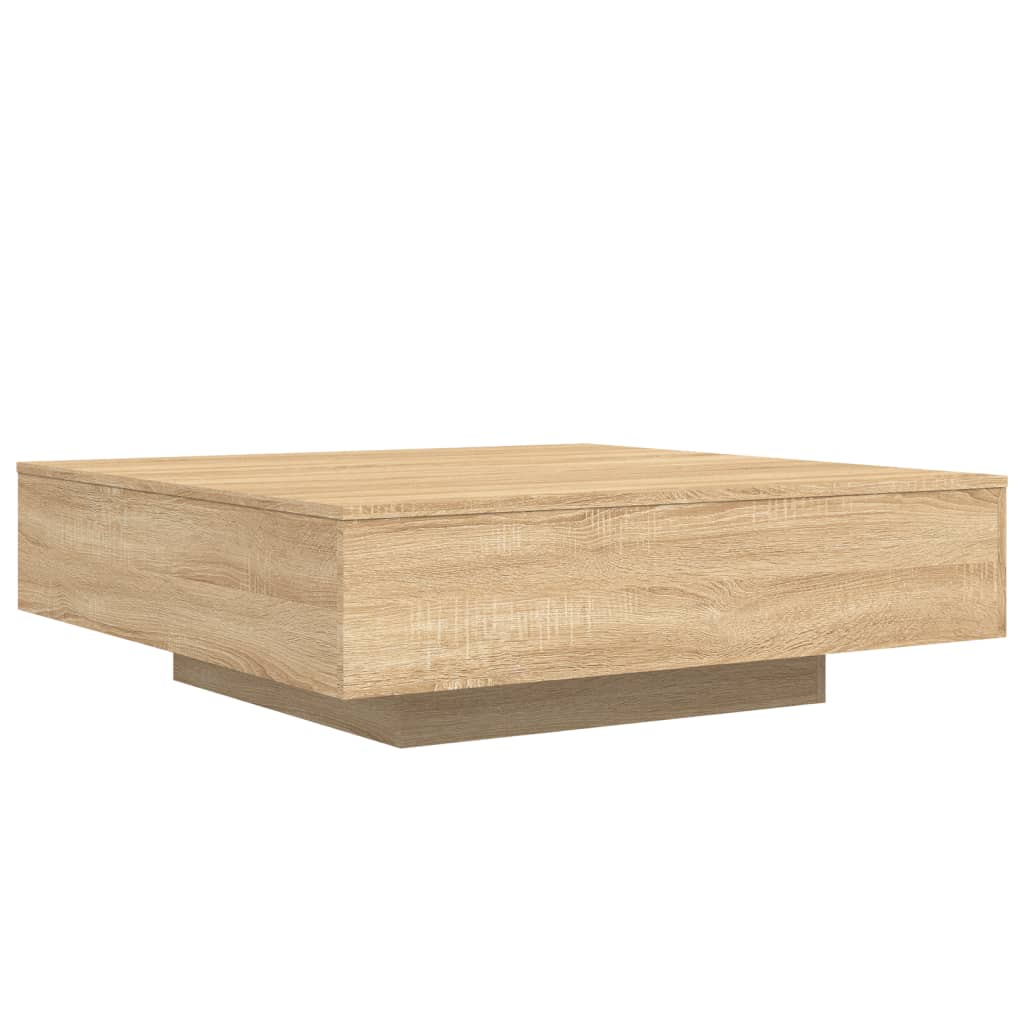 Coffee Table with LED Lights Sonoma Oak 100x100x31 cm