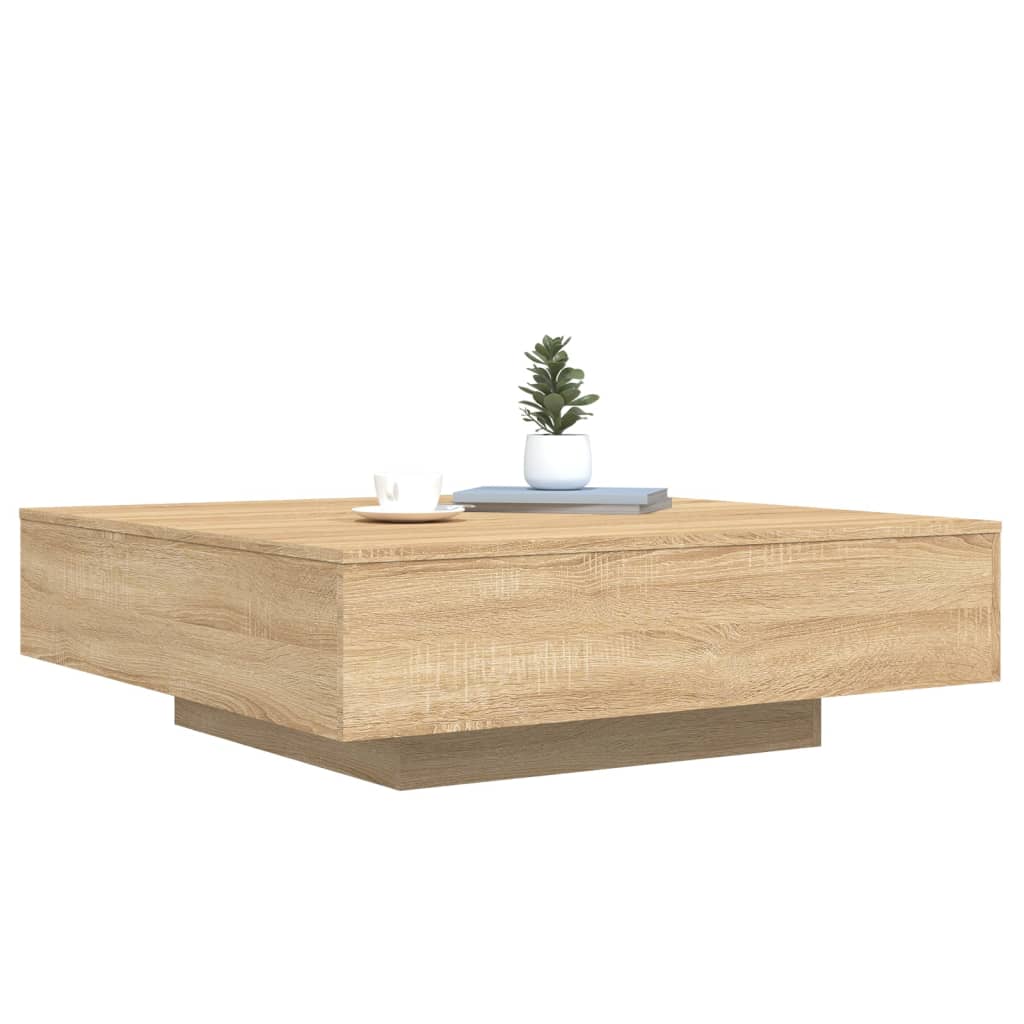 Coffee Table with LED Lights Sonoma Oak 100x100x31 cm