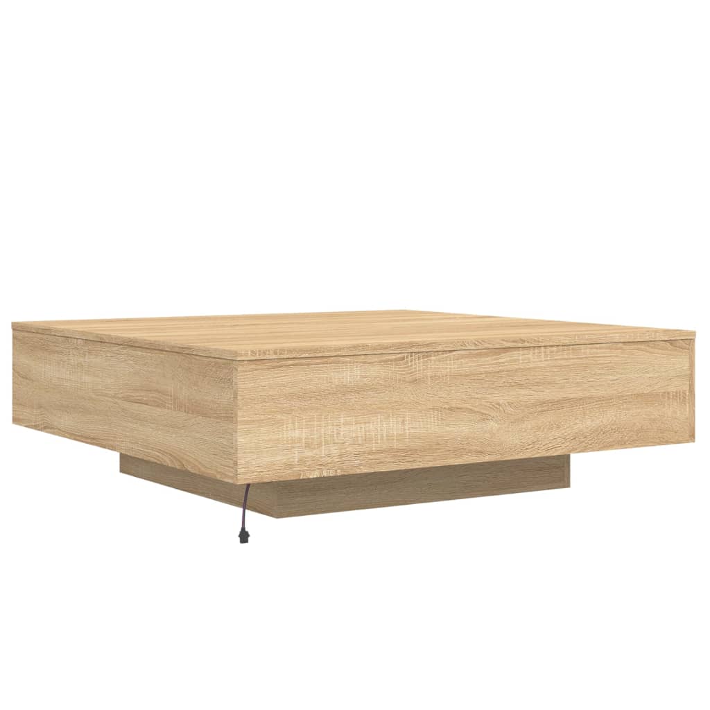 Coffee Table with LED Lights Sonoma Oak 100x100x31 cm
