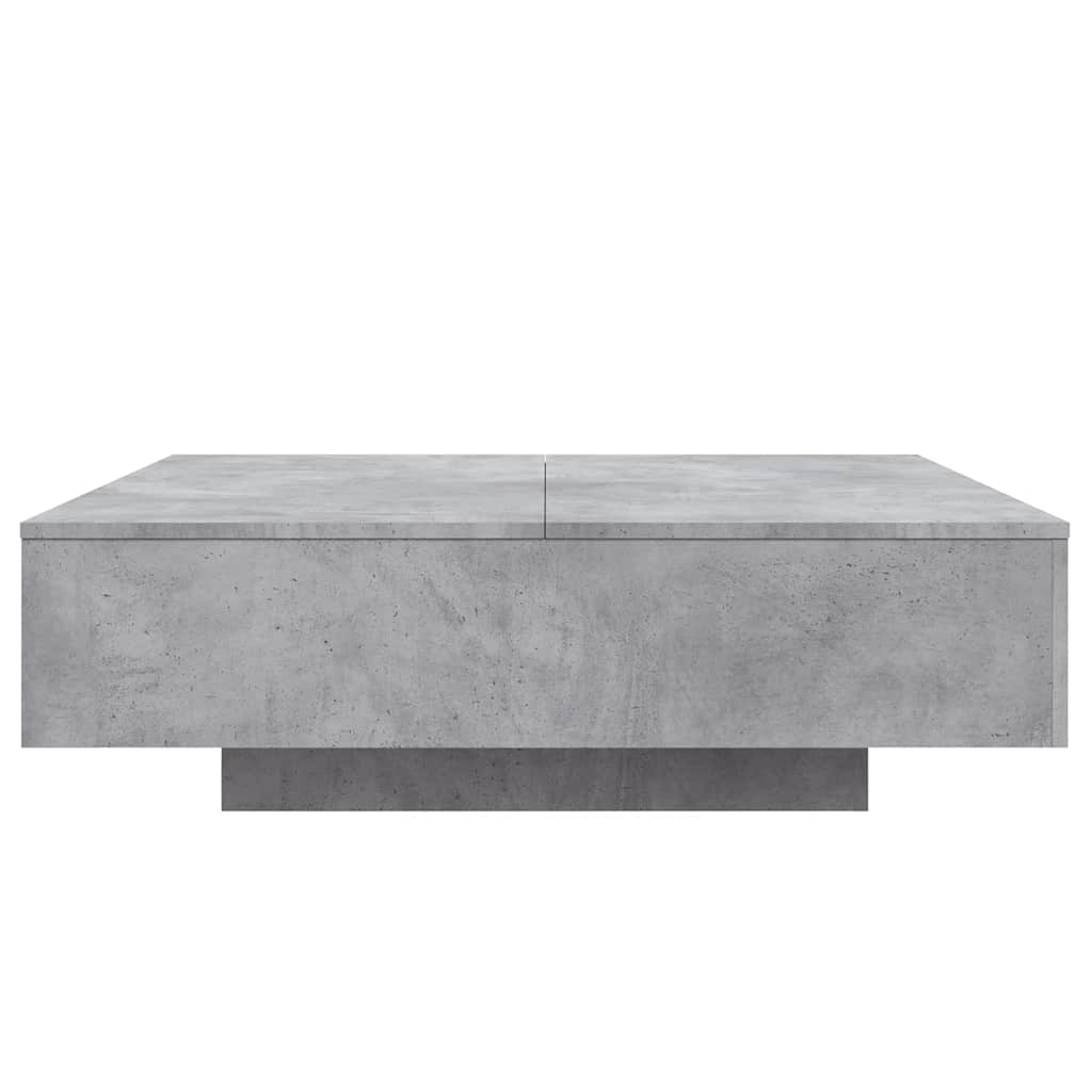 Coffee Table with LED Lights Concrete Grey 100x100x31 cm