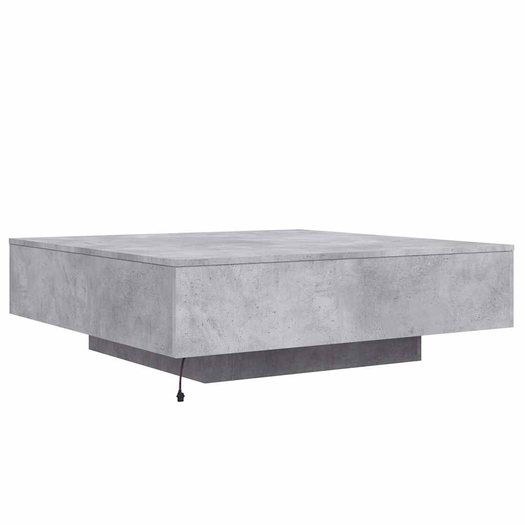 Coffee Table with LED Lights Concrete Grey 100x100x31 cm
