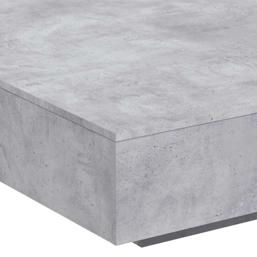 Coffee Table with LED Lights Concrete Grey 100x100x31 cm