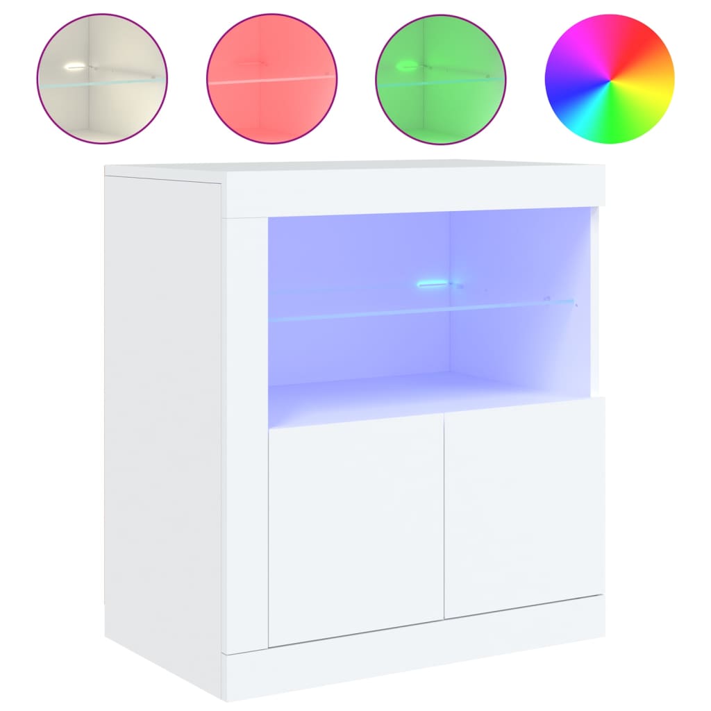 Sideboard with LED Lights White 60,5x37x67 cm